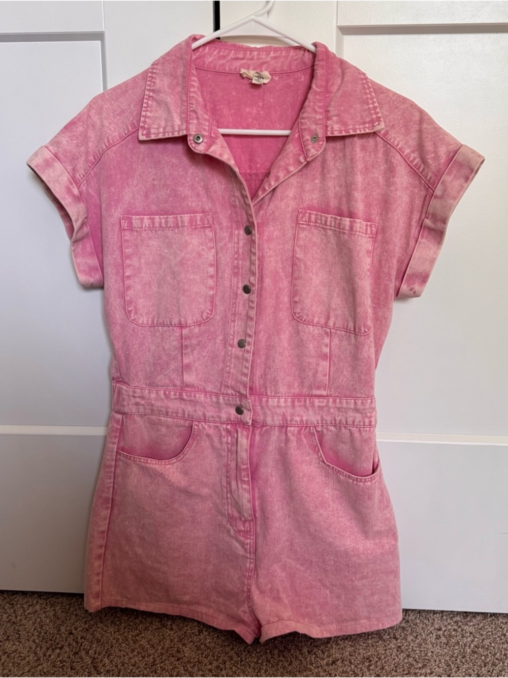 entro Pink Washed Denim Romper